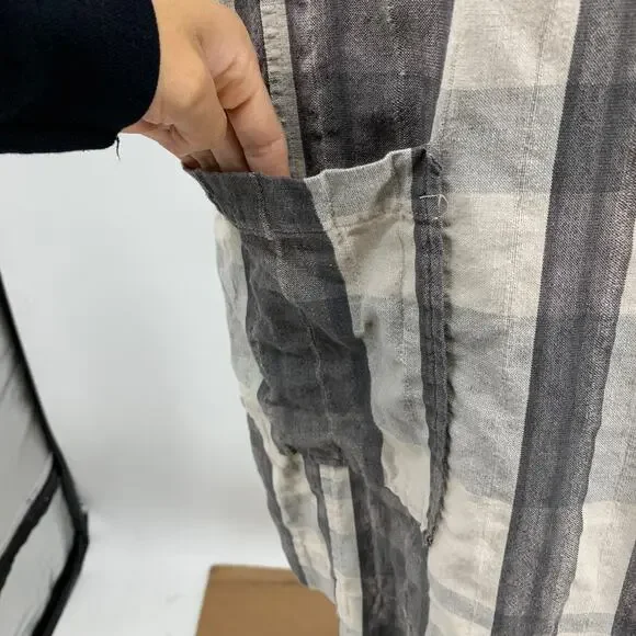 Eileen Fisher Dress Womens S Small Organic Linen Blend Plaid Lagenlook Pockets - Picture 3 of 13